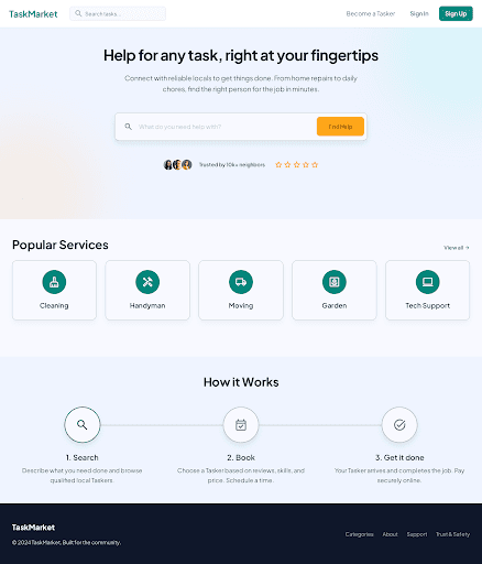 Downloaded Stitch reference for TaskMarket Home